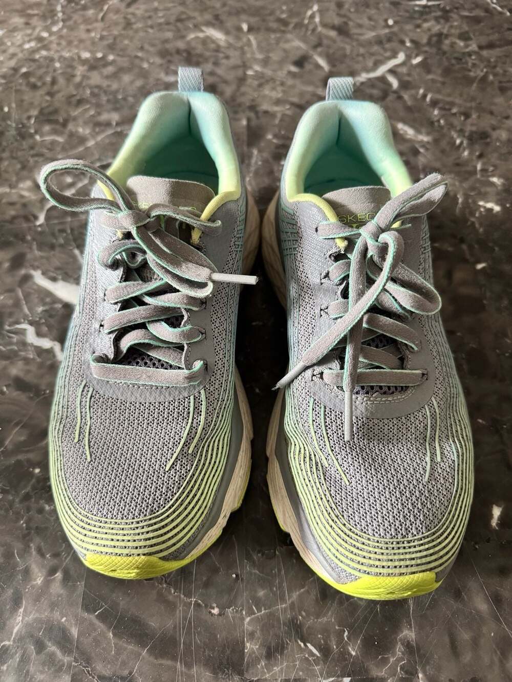 Skechers Women's Max Cushioning Elite Galaxy Burst Sneaker, Grey/Lime, Size 6